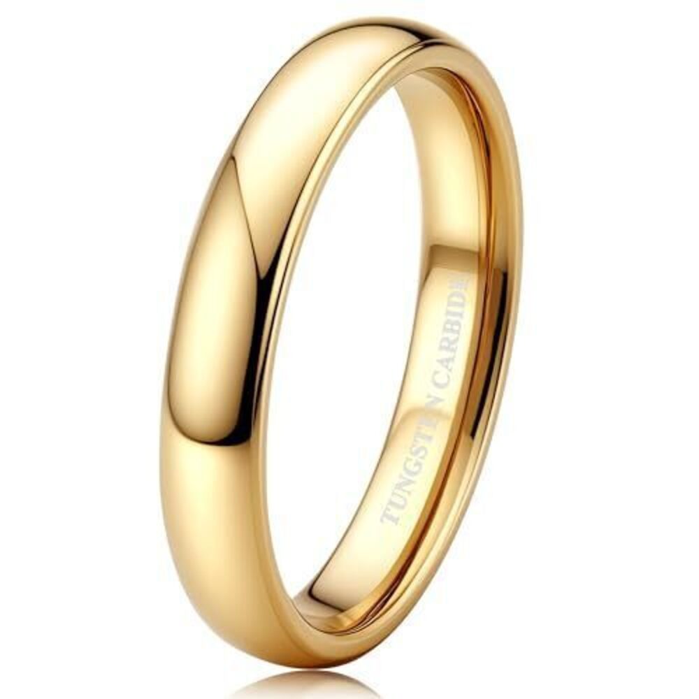4368 4mm Tungsten Wedding Bands Rings 18K Gold Plated Stackable Rings